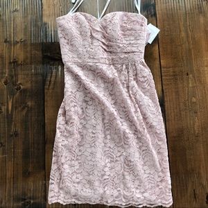 Lace strapless knee length dress